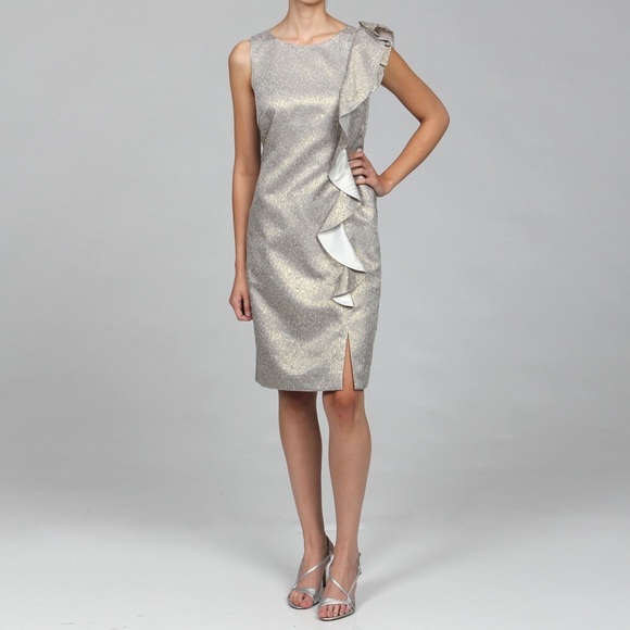 Tahari Dresses & Skirts - EUC TAHARI GREY SIDE FUFFEL DRESS SIZE 10